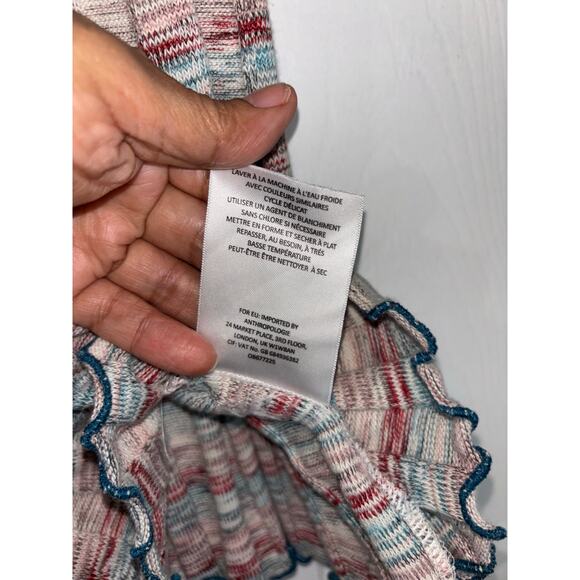 Anthropologie Akemi + Kin Kaden Multicolored Ribbed Ruffle Knit Tank Top Sz M - Picture 4 of 5
